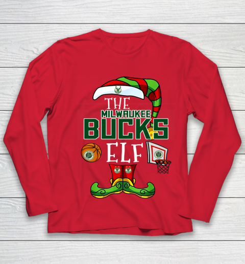 Milwaukee Bucks Christmas ELF Funny NBA Youth Long Sleeve 8