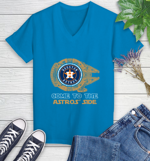 MLB Come To The Houston Astros Side Star Wars Baseball Sports Women's V-Neck T-Shirt 7