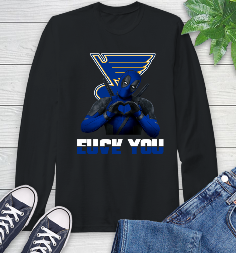 NHL St.Louis Blues Deadpool Love You Fuck You Hockey Sports Long Sleeve T-Shirt