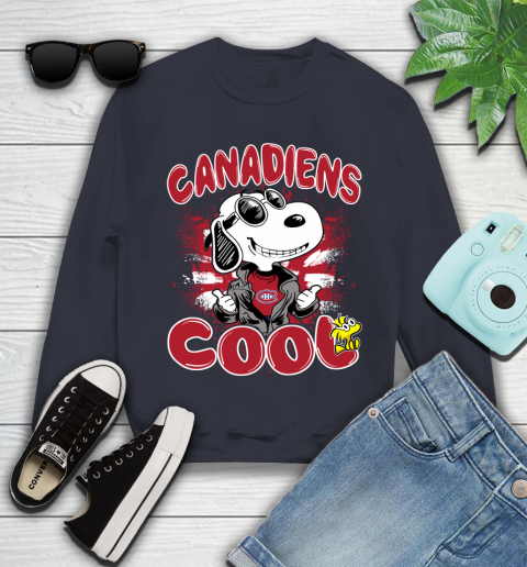 NHL Hockey Montreal Canadiens Cool Snoopy Shirt Youth Sweatshirt 2