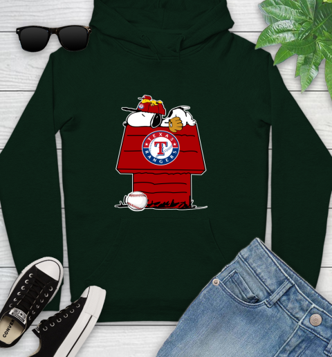 MLB Texas Rangers Snoopy Woodstock The Peanuts Movie Baseball T Shirt Youth Hoodie 13