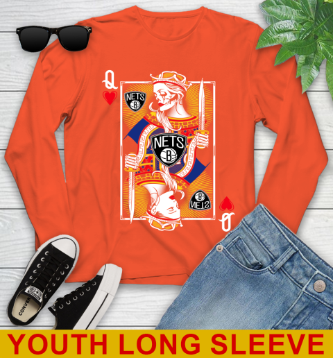 NBA Basketball Brooklyn Nets The Queen Of Hearts Card Shirt Youth Long Sleeve 3