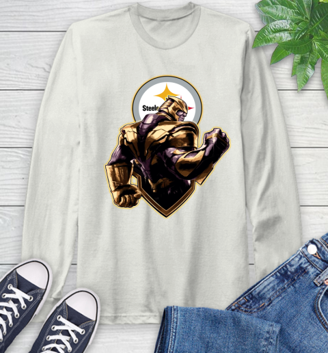 NFL Thanos Avengers Endgame Football Sports Pittsburgh Steelers Long Sleeve T-Shirt 12