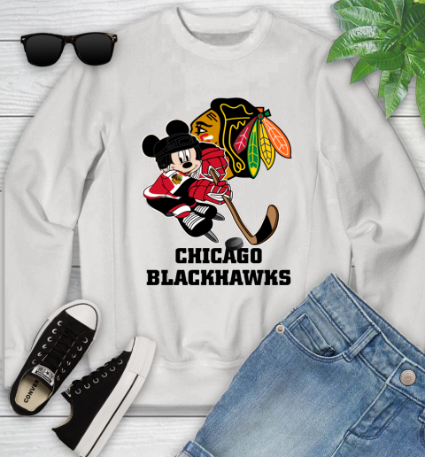 NHL Chicago Blackhawks Mickey Mouse Disney Hockey T Shirt Youth Sweatshirt