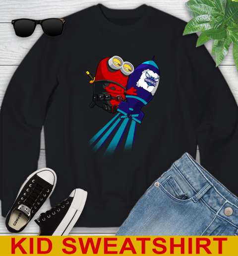 NBA Basketball Charlotte Hornets Deadpool Minion Marvel Shirt Youth Sweatshirt