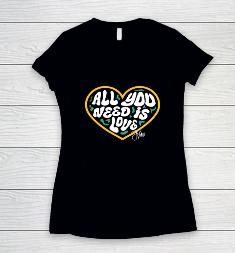 Packer All You Need is Love 10 Women's V-Neck T-Shirt