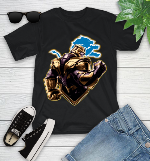 NFL Thanos Avengers Endgame Football Sports Detroit Lions Youth T-Shirt 2