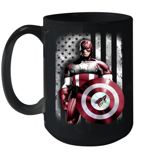 Arizona Coyotes NHL Hockey Captain America Marvel Avengers American Flag Shirt Ceramic Mug 15oz