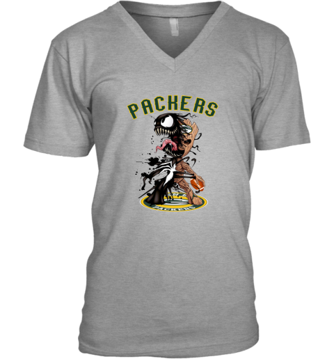 NFL Green Bay Packers Football Venom Groot Guardians Of The Galaxy n2GzHW7l6zv v neck unisex 8 95 151514 front sport grey
