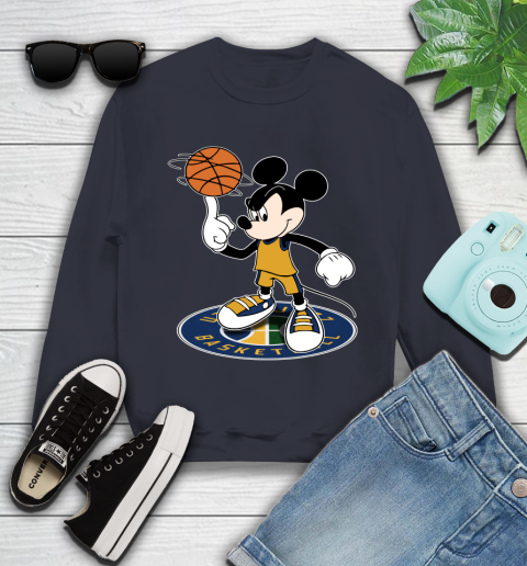 NBA Basketball Utah Jazz Cheerful Mickey Disney Shirt Youth Sweatshirt 3