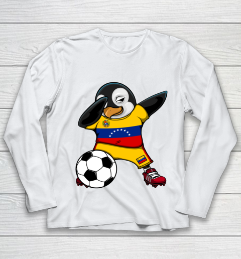 Dabbing Penguin Venezuela Soccer Fans Jersey Football Lovers Youth Long Sleeve