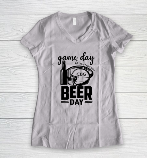 Football And Beer Day Women's V-Neck T-Shirt