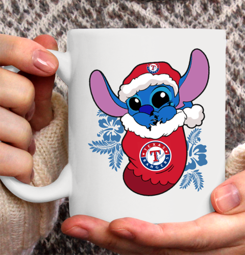 Texas Rangers Christmas Stitch In The Sock Funny Disney MLB Ceramic Mug 11oz 4