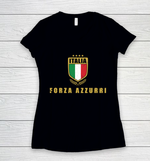 Forza Azzurri football shirt Italy Italia team championship Women's V-Neck T-Shirt