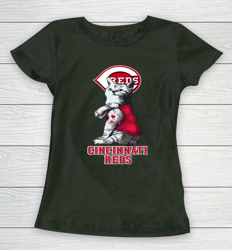 MLB Baseball My Cat Loves Cincinnati Reds Women's T-Shirt 4