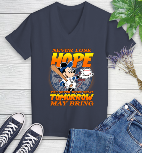 Toronto Blue Jays MLB Baseball Mickey Disney Never Lose Hope Women's V-Neck T-Shirt - Image 13