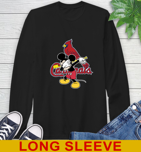St.Louis Cardinals MLB Baseball Dabbing Mickey Disney Sports Long Sleeve T-Shirt 2