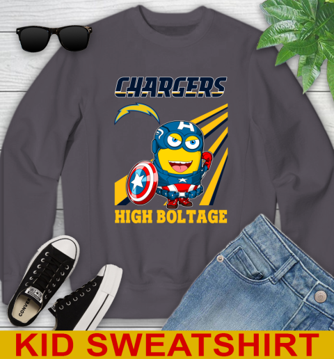 NFL Football Los Angeles Chargers Captain America Marvel Avengers Minion Shirt Youth Sweatshirt 5