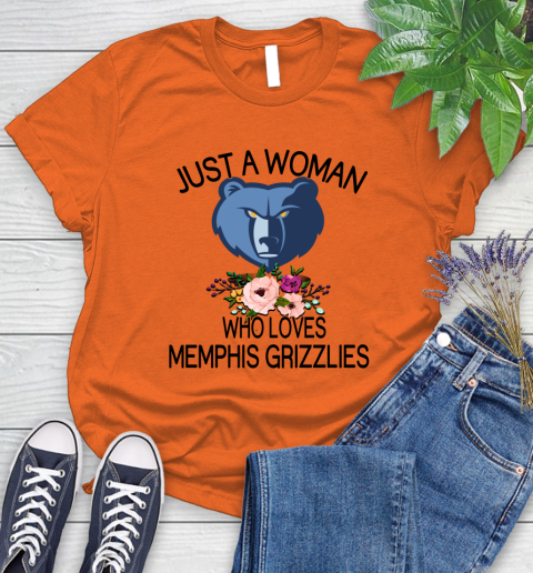 NBA Just A Woman Who Loves Memphis Grizzlies Basketball Sports Women's T-Shirt 2