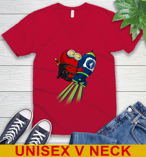 NBA Basketball Minnesota Timberwolves Deadpool Minion Marvel Shirt V-Neck T-Shirt 6