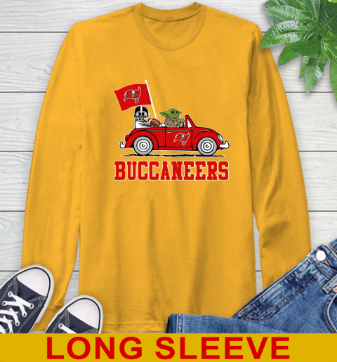 NFL Football Tampa Bay Buccaneers Darth Vader Baby Yoda Driving Star Wars Shirt Long Sleeve T-Shirt 3