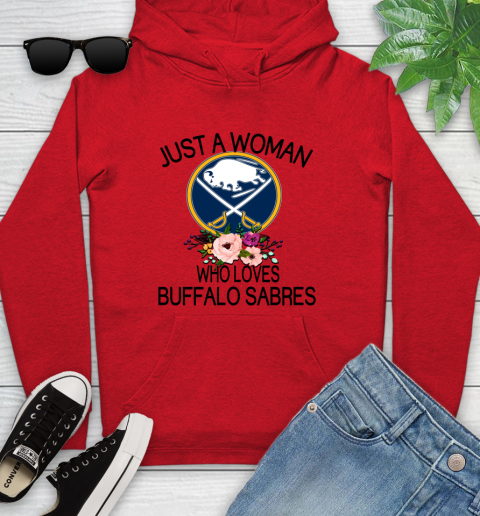 NHL Just A Woman Who Loves Buffalo Sabres Hockey Sports Youth Hoodie 7