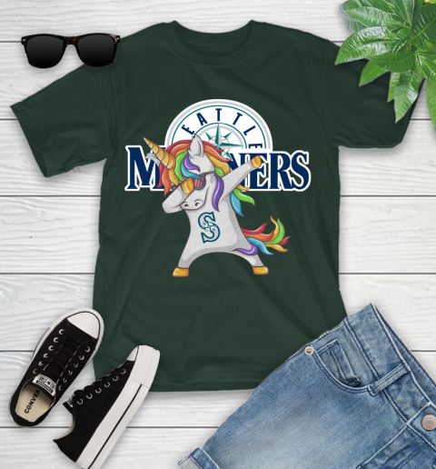 Seattle Mariners MLB Baseball Funny Unicorn Dabbing Sports Youth T-Shirt 5