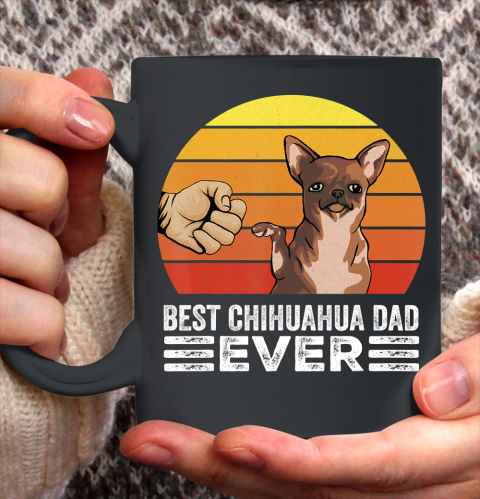 Father gift shirt Retro Vintage Best Chihuahua Dad Ever Dog Lover Gift T Shirt Ceramic Mug 11oz
