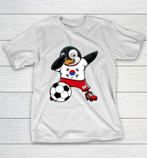 Dabbing Penguin South Korea Soccer Fan Jersey Football Lover T-Shirt