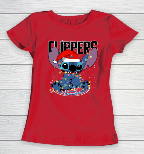 LA Clippers NBA noel stitch Basketball Christmas Women's T-Shirt 7