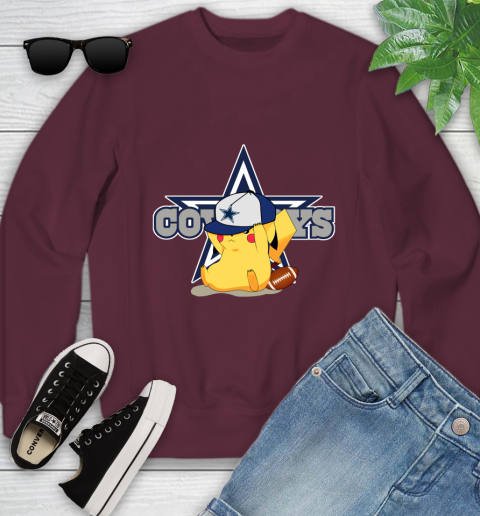 NFL Pikachu Football Sports Dallas Cowboys Youth Sweatshirt 5