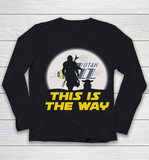 Utah Jazz NBA Basketball Star Wars Yoda And Mandalorian This Is The Way Youth Long Sleeve