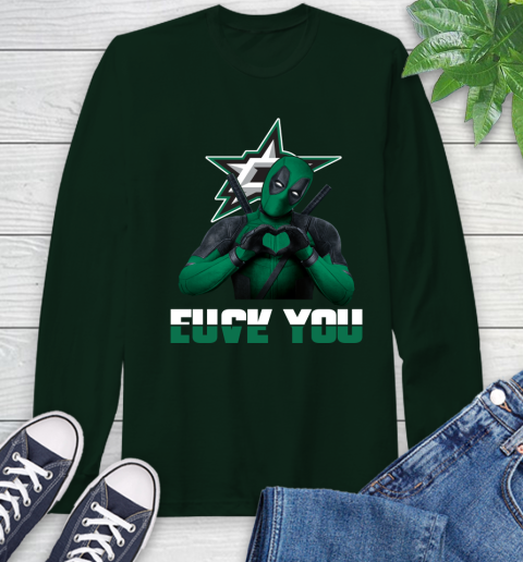 NHL Dallas Stars Deadpool Love You Fuck You Hockey Sports Long Sleeve T-Shirt 7