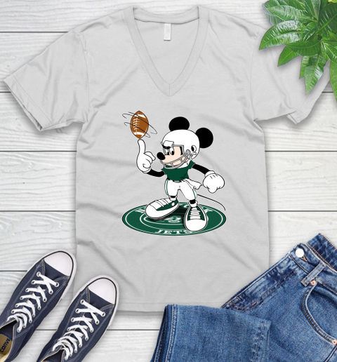 NFL Football New York Jets Cheerful Mickey Disney Shirt V-Neck T-Shirt 2