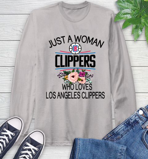 NBA Just A Woman Who Loves Los Angeles Clippers Basketball Sports Long Sleeve T-Shirt 11