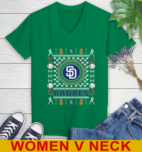 San Diego Padres Merry Christmas MLB Baseball Loyal Fan Women's V-Neck T-Shirt 5