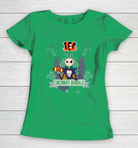 NFL Cincinnati Bengals Football Jack Skellington Halloween Women's T-Shirt 5