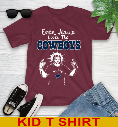 Dallas Cowboys NFL Football Even Jesus Loves The Cowboys Shirt Youth T-Shirt 5