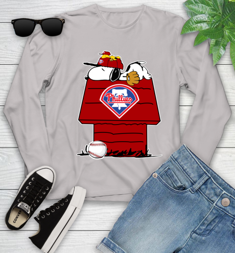 MLB Philadelphia Phillies Snoopy Woodstock The Peanuts Movie Baseball T Shirt_000 Youth Long Sleeve 12