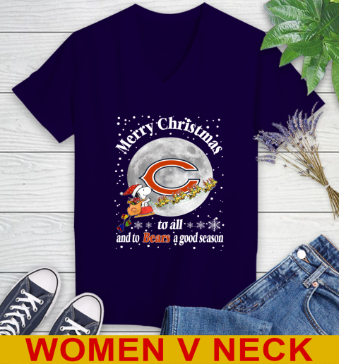 Chicago Bears Merry Christmas To All And To Bears A Good Season NFL Football Sports Women's V-Neck T-Shirt 3