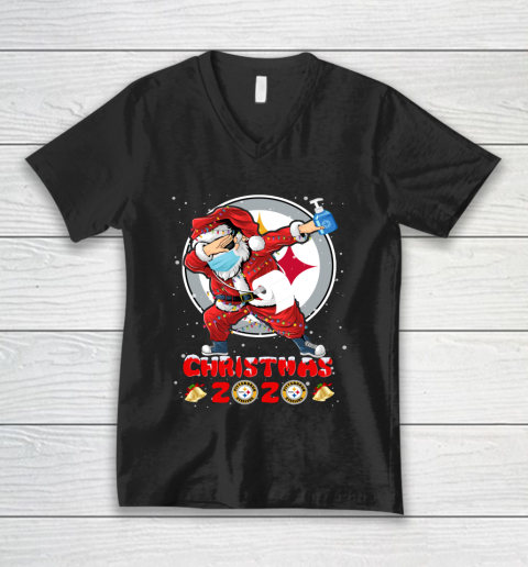 Pittsburgh Steelers Funny Santa Claus Dabbing Christmas 2020 NFL V-Neck T-Shirt