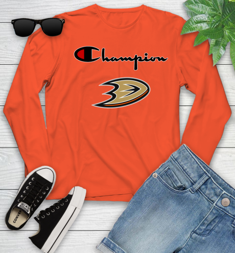 NHL Hockey Anaheim Ducks Champion Shirt Youth Long Sleeve 2