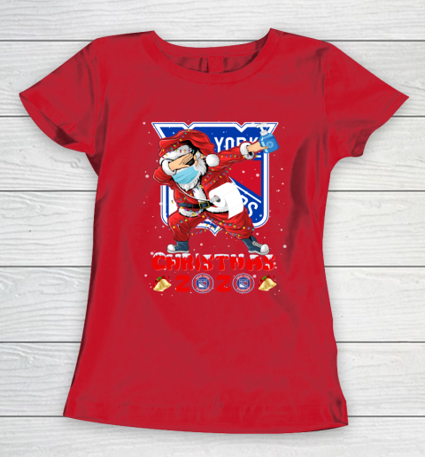 New York Rangers Funny Santa Claus Dabbing Christmas 2020 NHL Women's T-Shirt 9