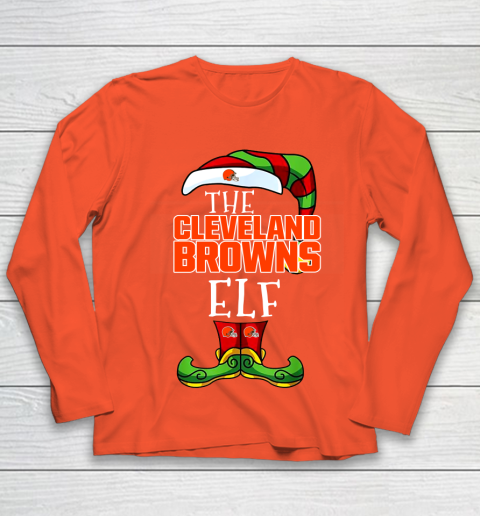 Cleveland Browns Christmas ELF Funny NFL Youth Long Sleeve 3