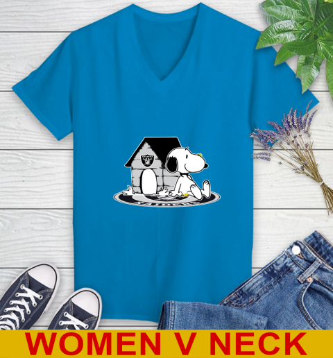 NFL Football Oakland Raiders Snoopy The Peanuts Movie Shirt Women's V-Neck T-Shirt 8