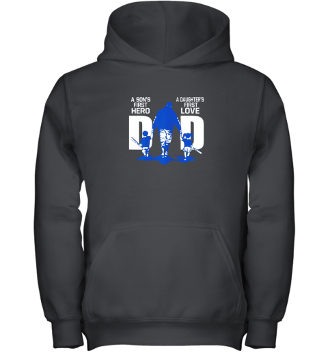 Dad A Son's First Hero Daughter's Love Baseball Youth Hoodie