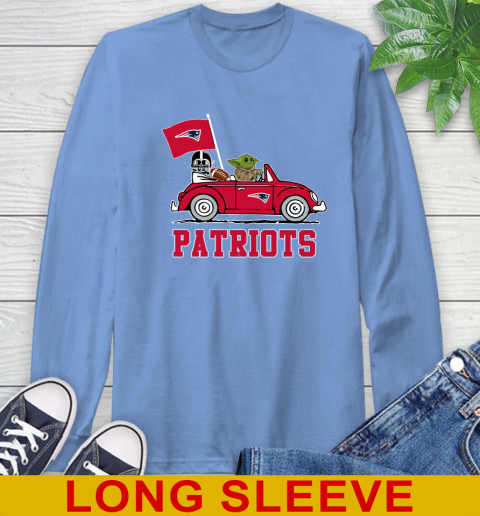 NFL Football New England Patriots Darth Vader Baby Yoda Driving Star Wars Shirt Long Sleeve T-Shirt 11