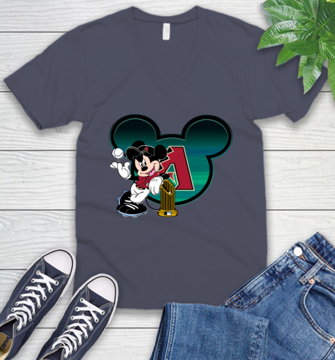 MLB Arizona Diamondbacks The Commissioner's Trophy Mickey Mouse Disney V-Neck T-Shirt 9