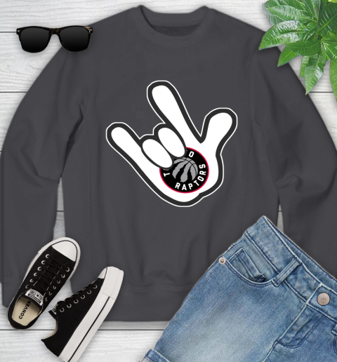 Toronto Raptors NBA Basketball Mickey Rock Hand Disney Youth Sweatshirt 6