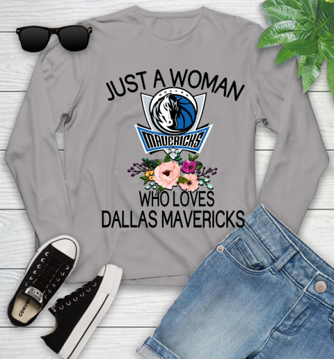 NBA Just A Woman Who Loves Dallas Mavericks Basketball Sports Youth Long Sleeve 3